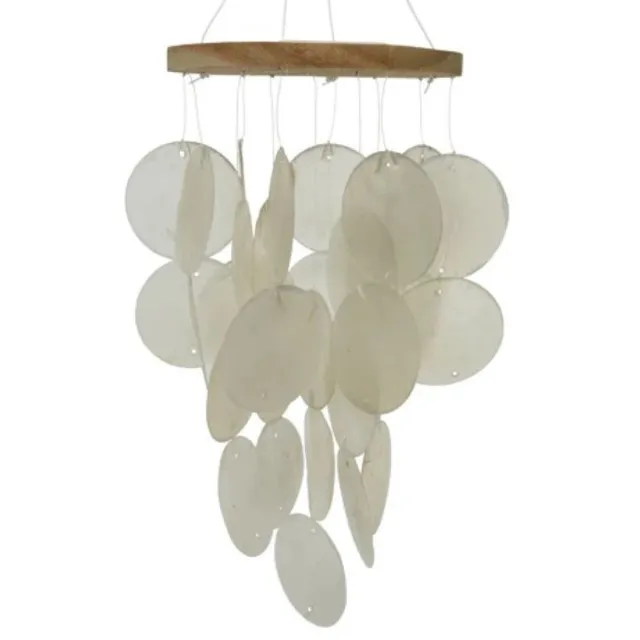 Decoris Capiz windgong 15x24cm witte decoratieve hanger met schelpen