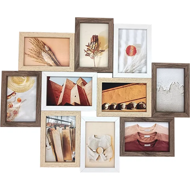 Henzo Fotolijst - Henzo - Groovy XL - Collagelijst voor 10 foto's - Fotomaat 10x15 cm - Multikleur Bruin