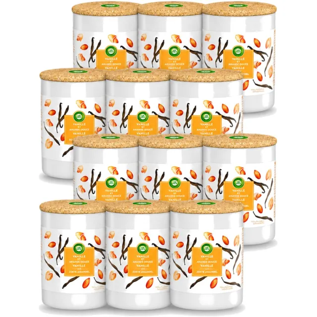 Air Wick 12 x Air Wick - Geurkaars - Vanille & Zoete Amandel - 35 Uur Brandduur - Voordeelverpakking - 12 stuks Oranje