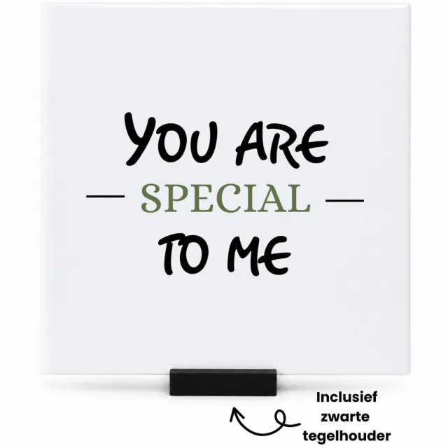 Hacebo You are special tegeltje met tegelhouder - Liefde - speciaal iemand - tegeltjes met tekst - Valentijnsdag - verjaardagscadeau - cadeau voor vriendin/vriend - spreuktegels - 15x15 CM Wit