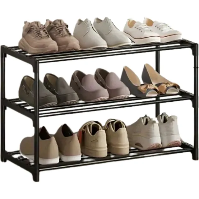 Livano Schoenenrek - Schoenenbank - Deur - Schoenen Opbergsysteem - Organizer - 3 Lagen Klein Zwart