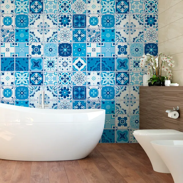 Ambiance Sticker Zelfklevende tegelmuurstickers voor keuken en badkamer - 30 Azulejos Colas tegelstickers - 30 stickers 15x15cm Multi color