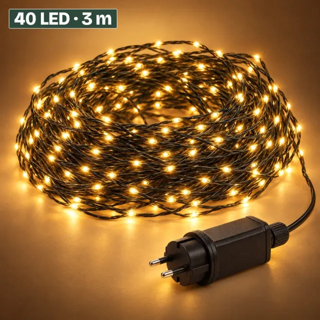 Levano Kerstverlichting Buiten 3 m - Kerstboomverlichting - Lichtsnoer - Kerstlampjes - Kerstdecoratie voor Binnen - LED Verlichting - Lichtslinger Buiten - Sfeerverlichting - Kerstverlichting Binnen - LED Draadverlichting - Extra Warm Wit