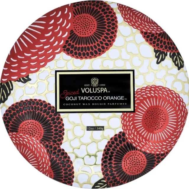 Voluspa Japonica Holiday Geurkaars Japonica Spiced Goji Tarocco Orange 3 Wick Tin Candle 340gr Multi