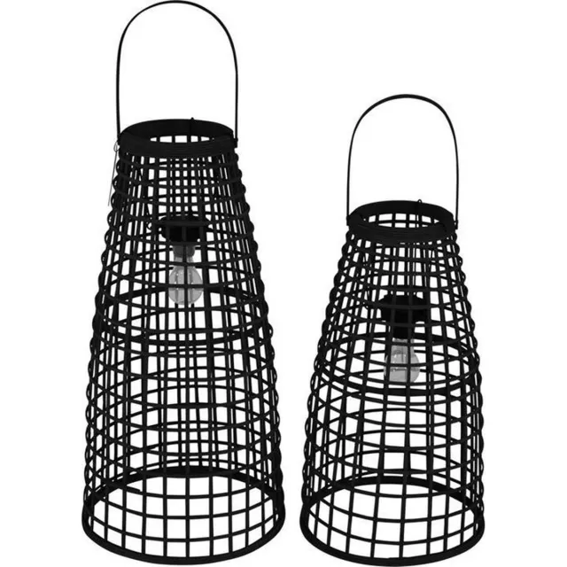 Lesliliving Lesli Living windlichten Anzu 2stuks - zwart + LED lamp