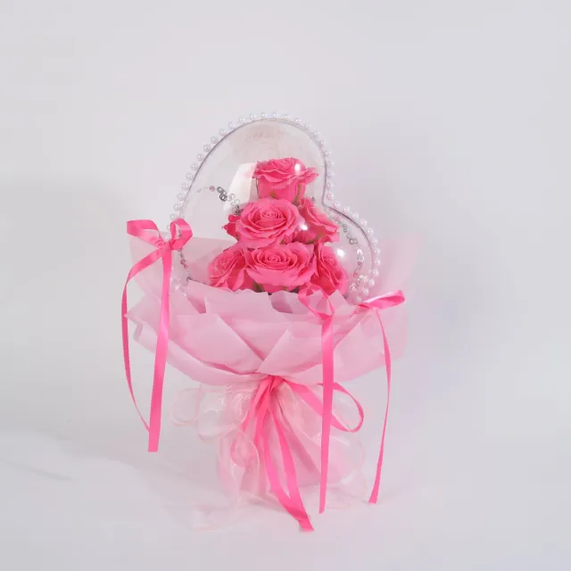 La Roselle Amsterdam Rozenboeket Hartvormig met Transparante Ballon – Luxe Romantisch kerstcadeau