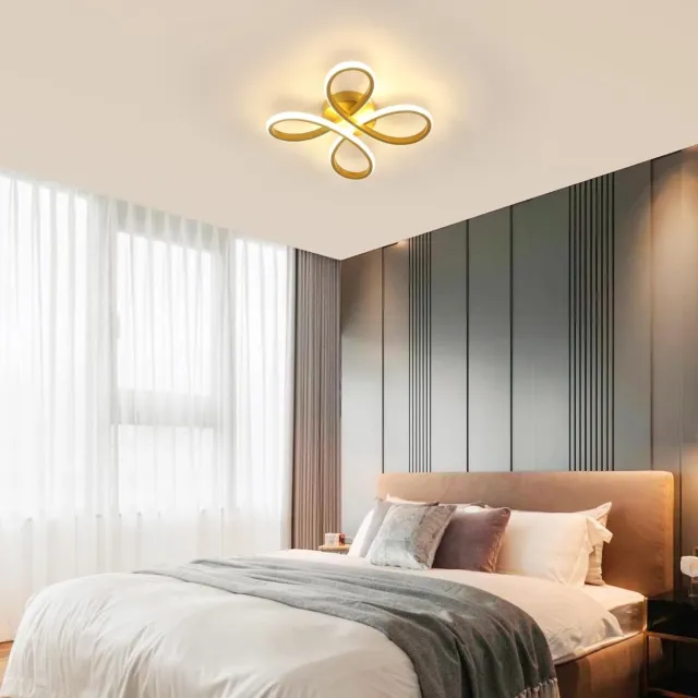 Haobosic Moderne LED plafondlamp, 30 W, 3375 lm, ideaal voor slaapkamer, woonkamer, eetkamer of keuken, warm licht 3000 K, 30 cm, goud Golden