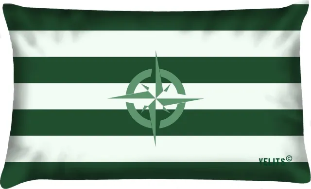 Velits outdoor Sierkussen - Buitenkussen Groene Vingers Waterafstotend Bootkussen Streep Kompas - Groen - 60 Cm X 40 Cm