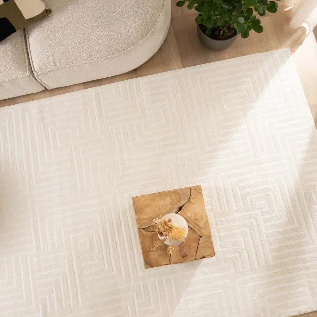 Nordic Weavers Scandinavisch vloerkleed vierkant - Contour Gem crème 100x100