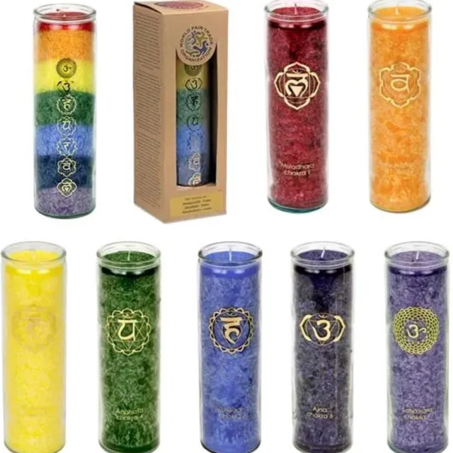 Yogi & Yogini Meditation Chakra geurkaarsen gemengd assortiment - 8 stuks n.v.t.