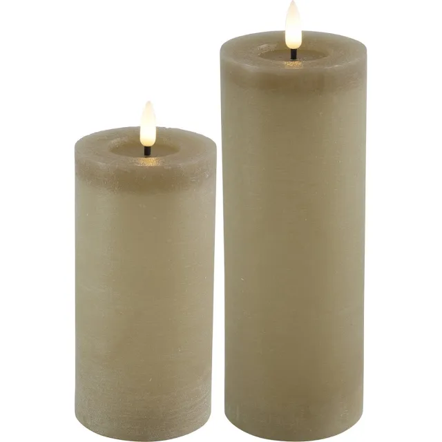 Countryfield LED kaarsen/stompkaarsen - set 2x - beige - H12,5 en H15 cm - timer - warm wit