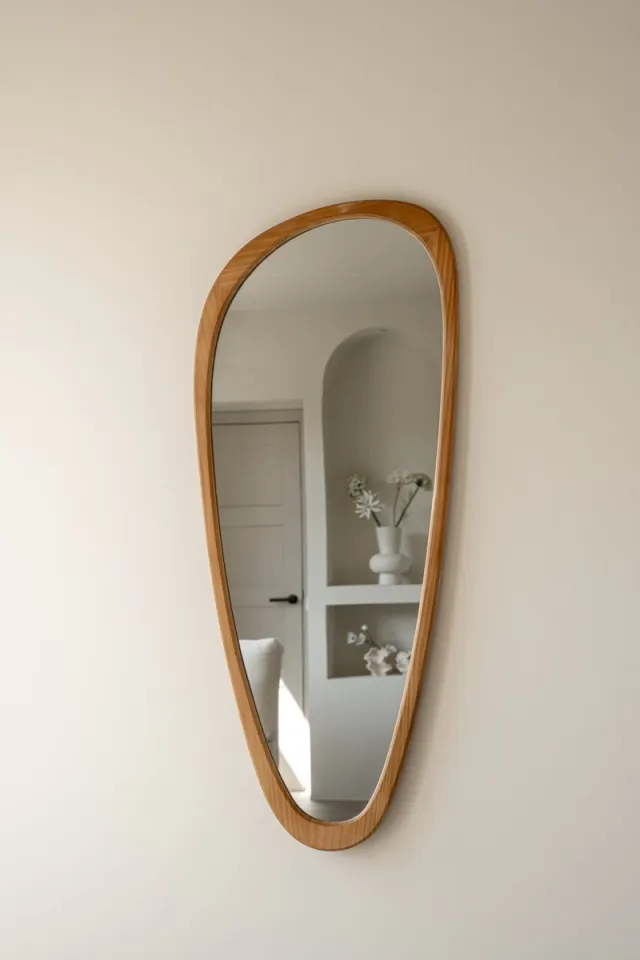 Indore Home Spiegel - organische vorm - asymmetrisch - wandspiegel - 120cm - Hout