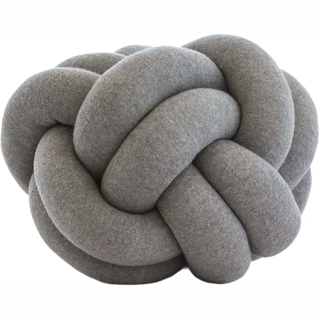 Urbane Hide Kussen | Sierkussen | 30x30 cm | Knot Gebreid | Katoen | Lichtgrijs Melange | Wonen | Woonaccessoires