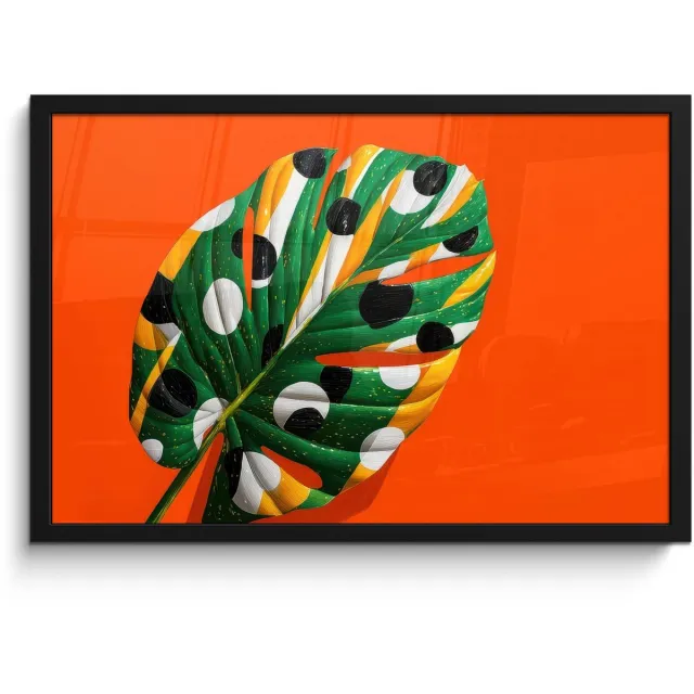 FrameYourWall Poster in lijst - Fotolijst 60x40 cm - Posters - 3-2 - Posterlijst zwart - Decoratie - Wanddecoratie woonkamer - Muurdecoratie slaapkamer Blad - Stippen