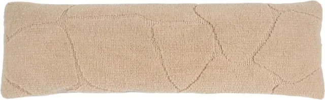 Veer Carpets Kussen Navi Brown 30 x 100 cm - Luxe Langwerpig Wollen Sierkussen met Organisch Patroon Bruin