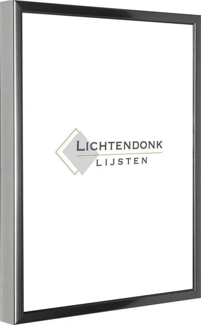Lichtendonk Aluminium Wissellijst 70 x 90 Chrome Antraciet (glans) - UV Werend Helder Acrylite - Museum kwaliteit