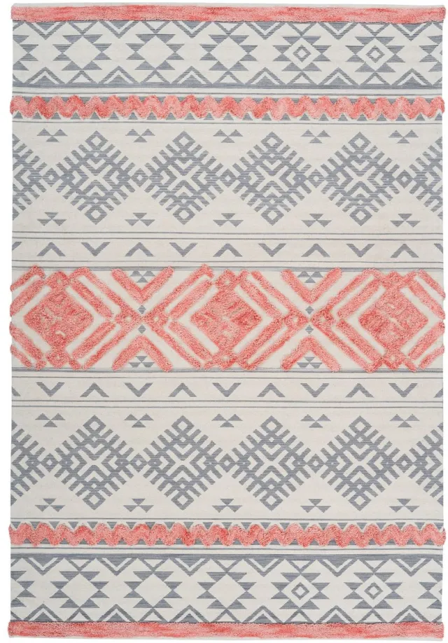 Padiro stijlvol laagpolig vloerkleed 120 x 170 cm - lichtbeige - geometrisch boho-patroon - voor vloerverwarming - van katoen en polyester