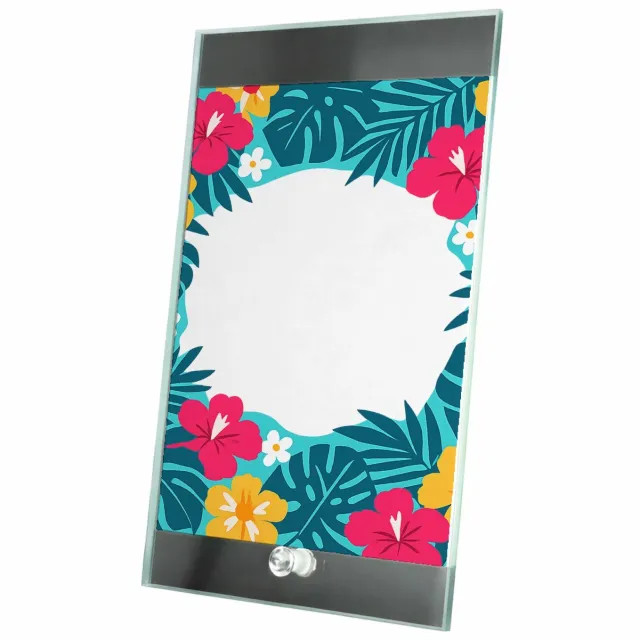 Mr Cadeautjes Glasframe 15 x 23 - design Fris botanisch herhaalpatroon met een speels centraal labelv | cadeau Wit