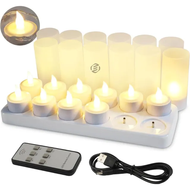 Equivera Oplaadbare LED Kaarsen - Elektrische Kaarsen - Oplaadbare Waxinelichtjes - Realistische Kaarsen - Kerstverlichting - Veilig en Duurzaam White