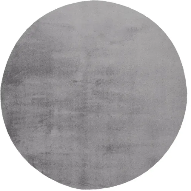 Dutch XXL Rond Fluffy Vloerkleed | Tapijt | Paradise | Uni | Zilver | 160x160 cm