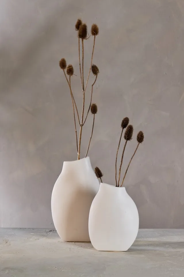 Light & Living Light - Living Vaas Volano - Keramiek - Creme/Wit - 26 x 42 x 11 cm (BxHxD)