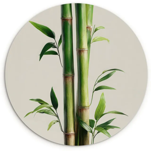 WallCircle Wandcirkel 150x150 cm - Muurcirkel Bamboestengels - Sierlijk - Groen - Muurdecoratie woonkamer - Wanddecoratie slaapkamer - Kamer decoratie accessoires - Ronde schilderijen