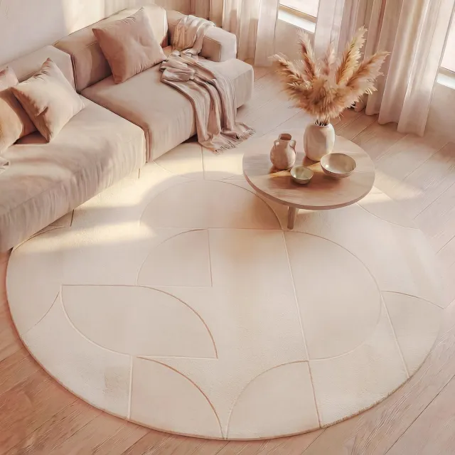 Fraai Rond Scandinavisch vloerkleed - Charm Circles Beige - Ø 200cm