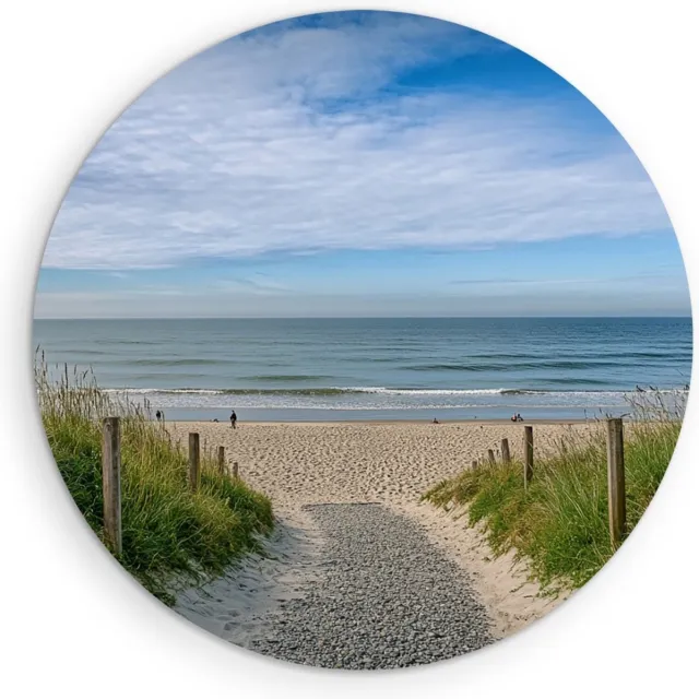 Saammp Muurcirkel Hout - strand en zee - Nederland - Ø 60 - Wandcirkel - Wanddecoratie Cirkel - muurdecoratie Woonkamer - Slaapkamer decoratie - Rond Schilderij