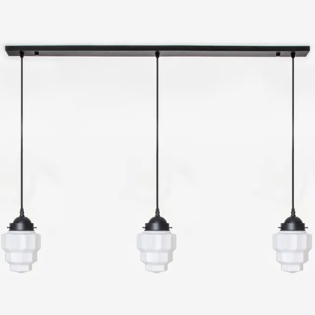 Coloured by Art 3 x Empire lampen aan plafondbalk Moonlight - Art Deco Trade Zwart