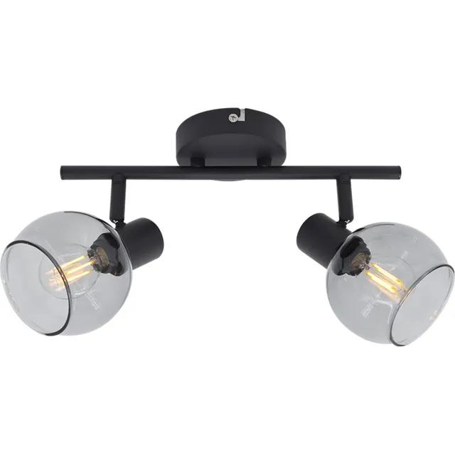 Olucia AYLEEN - Plafondlamp - Grijs / Zwart - 2L - Vorm: Rechthoek