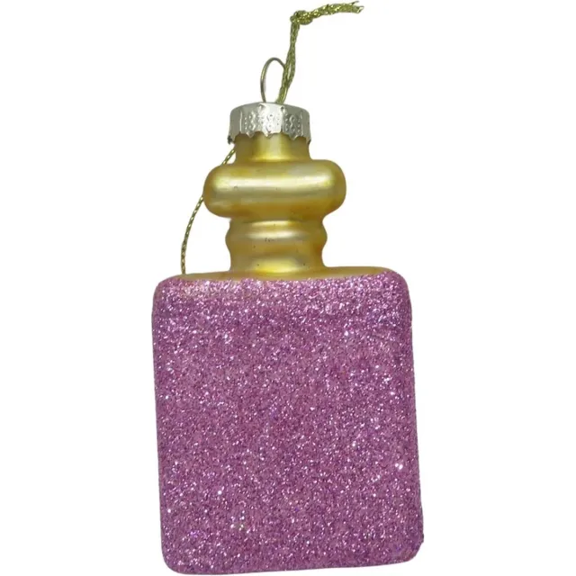 Housevitamin Kersthanger - kerstbal- Parfum - Glas - Glitter -Roze - 5x2,5x9,5cm