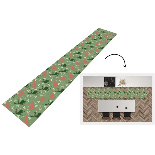 KitchenYeah Keukenloper - Keukenmat - Patronen - Christmas - Rendier - Keuken vloerkleed Multicolor