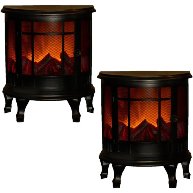 Anna's Collection LED sfeerhaard - 2x stuks - zwart - L30 x B16 x H35 cm - open haard - verlichting