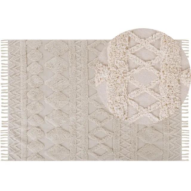 Beliani DIDIM - Laagpolig vloerkleed - Beige - Katoen