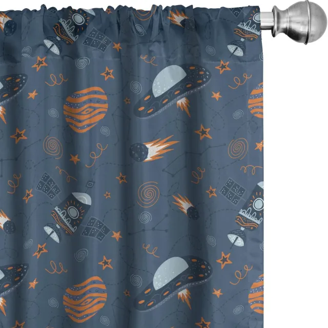 ABAKUHAUS Ruimte-Thema Gordijnen – 2x Panelen 75x225 cm – Microvezel, Halfdonker Donker hemelsblauw