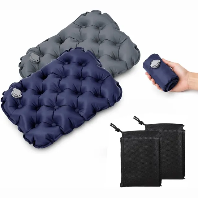 Famanu Set van 2 opblaasbare outdoor zitkussens, waterdicht en lichtgewicht
