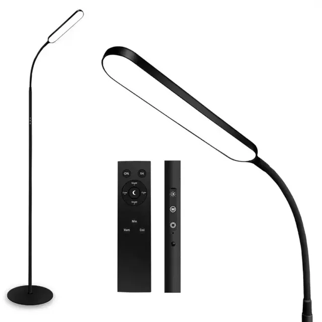Lopoleis LED Vloerlamp Woonkamer, slaapkamer, bureaulamp – LED Lights – LED verlichting – Vloerlamp Dimbaar en Kantelbaar – Staande LED-lamp – Minimalistische Design – Incl. afstandsbediening – 3000-4000-6000K – Zwart 'Zwart'