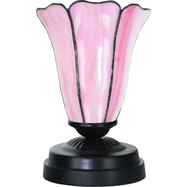 Coloured by Art Tiffany lage tafellamp zwart met Liseron Pink - Art Deco Trade Roze