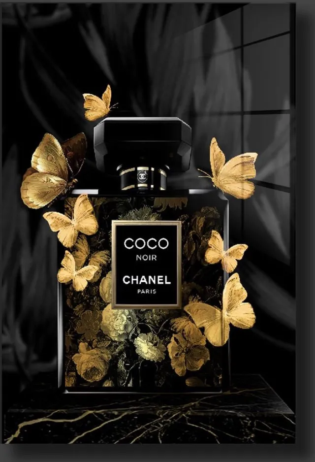 blackarts Coco chanel new style schilderij op plexiglas 60x90cm golden black