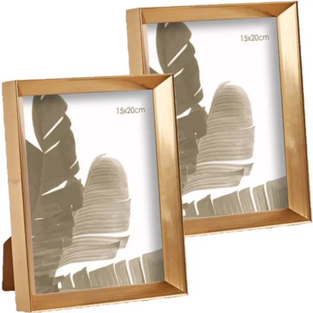 Arte r Fotolijstje - 2x stuks - goud - kunststof - voor foto van 15 x 20 cm - fotolijst Goudkleurig