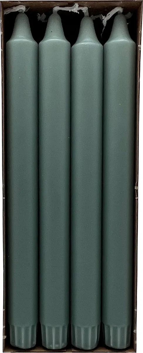 Diana Dinerkaarsen - antiek groen - 100% Stearine - 8 stuks - tafelkaars - per 2 verpakkingen