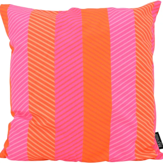 Gek op Kussens! Sierkussen Pink Orange Stripes | 45 x 45 cm | Katoen/Polyester oranje-roze