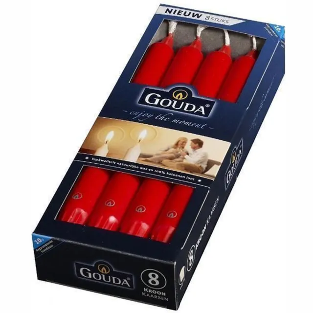 Gouda Dinerkaarsen 240/24 doos 8 rood (per 4 stuks)