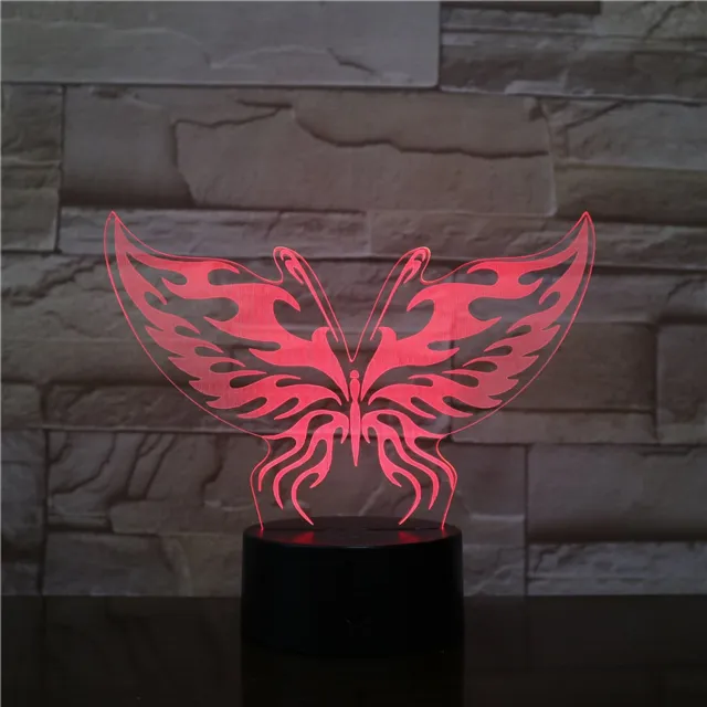 MC Living 3D Led Lamp Met Gravering - RGB 7 Kleuren - Vlinder