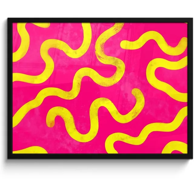 FrameYourWall Poster in lijst - Fotolijst 80x60 cm - Posters - Lijn - Geel - Abstract - Posterlijst zwart - Decoratie - Wanddecoratie woonkamer - Muurdecoratie slaapkamer Lijnen - Abstract