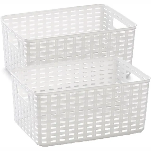 PLASTICFORTE Opbergmand - 5x stuks - Kastmand - rotan kunststof - wit - 6 Liter - 19 x 29 x 13 cm