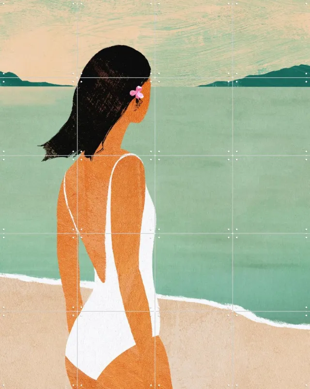 IXXI Beach Bliss, Henry Rivers - 80 x 100 cm - Grote wanddecoratie en posters - Digitale Kunst, Kleurrijk, Minimalisme, Illustraties, Speels, Grafisch Wit