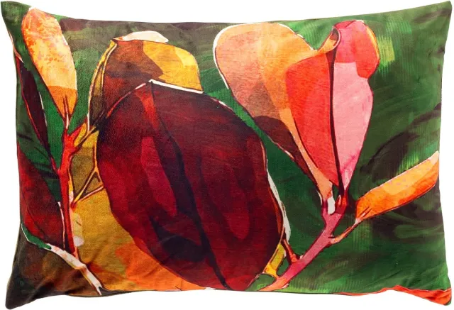 Dutch Decor AKIMA - kussenhoes 40x60 cm - bladmotief - Forest Elf - multicolour - met rits - zonder binnenkussen Groen