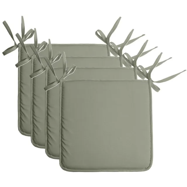 Stof Textile Home stoelkussens - 4x - groen - 38 x 38 x 3 cm - voor binnen - touwtjes sluiting - zitkussens plat - vierkant