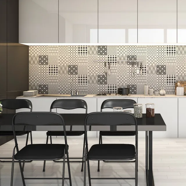 Ambiance Sticker Zelfklevende tegelmuurstickers voor keuken en badkamer - 9 Scandinavische/Deense cementtegelstickers - 9 stickers van 15x15 cm Multi color